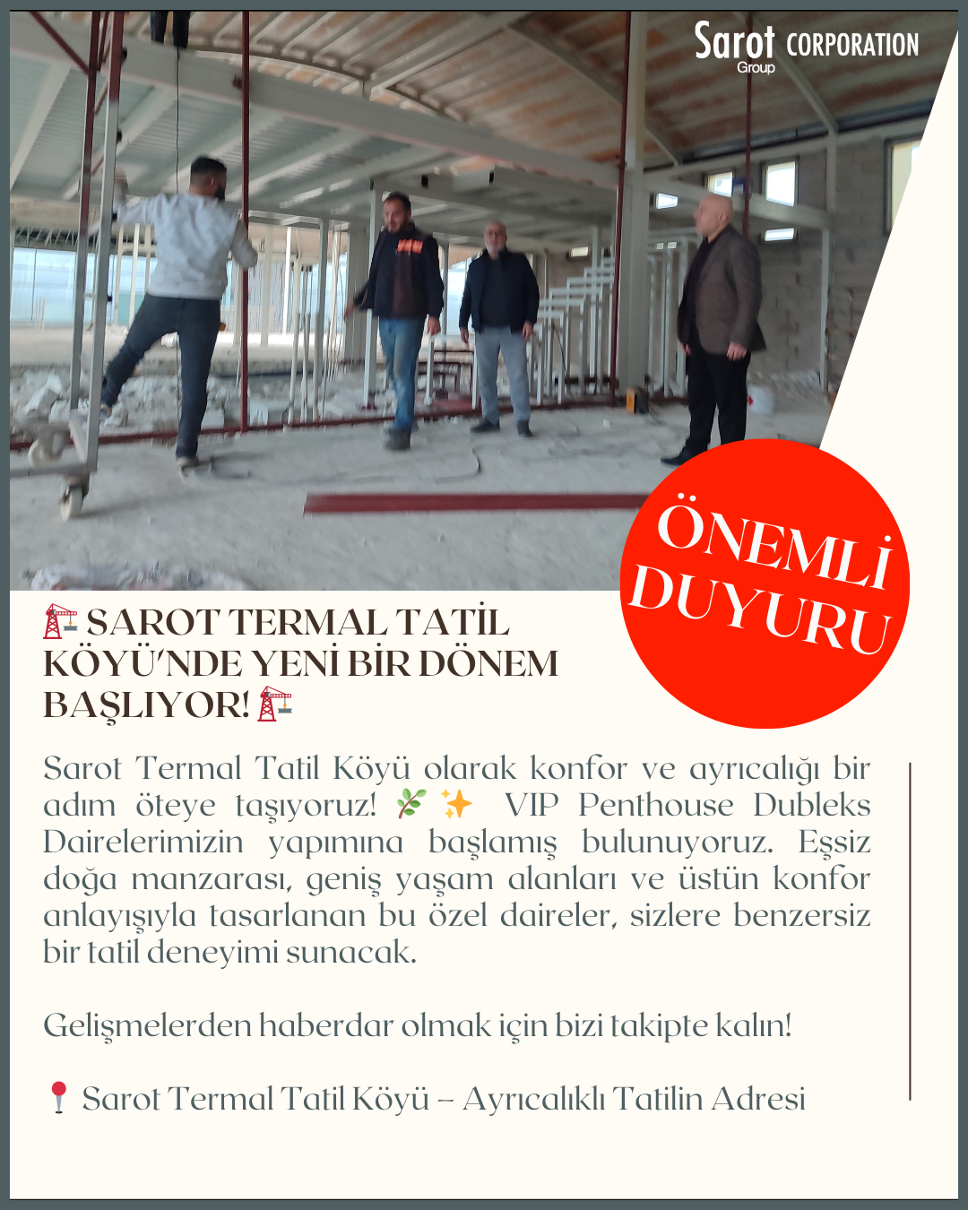 SAROT TERMAL TATİL KÖYÜ'NDE YENİ BİR DÖNEM BAŞLIYOR