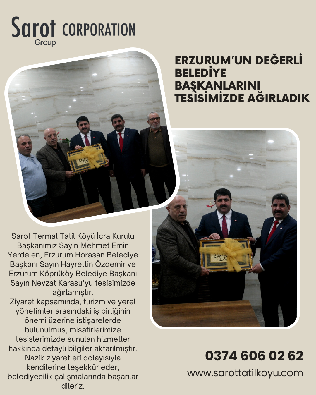 ERZURUM'UN DEĞERLİ BELEDİYE BAŞKANLARINI TESİSİMİZDE AĞIRLADIK.